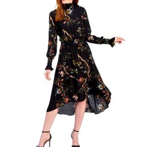 PLUS Nanette Lepore Black Floral High Low Dress